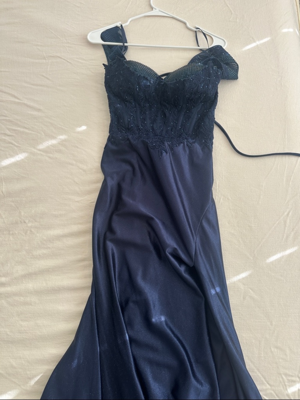 Navy Beaded Formal Evening Gown